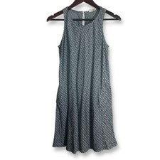 Gap Lyocell A-Line Summer Dress Blue & White Casual Swing Midi Dress