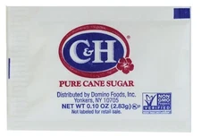 C&H Pure Cane NON-GMO Granulated Sugar, 0.10 oz Packets - Pack of 500