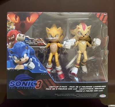 Sonic 3 Movie Super Sonic & Super Shadow Light-Up Figures SEALED!!