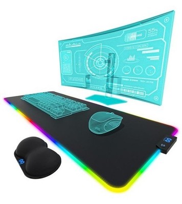Everlasting RGB Mauspad Gaming Pad Unterlage LED-Beleuchtung Handgelenkstütze