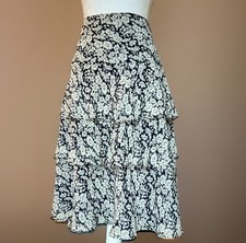 Vtg Lauren Ralph Lauren Silk Tiered Skirt Boho Artsy Whimsical Flowy 16