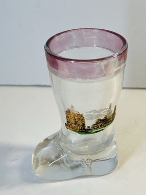 Glass Boot Shot Glass 3.25  Inch Pisa Italy 