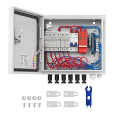 VEVOR PV Combiner Box, 6 String, Solar Combiner Box with 15A Rated Current Fuse