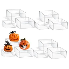  12 Pcs Acrylic Risers Display Stands, 5.9'' 5.1'' 3.5'', Clear Nesting Square