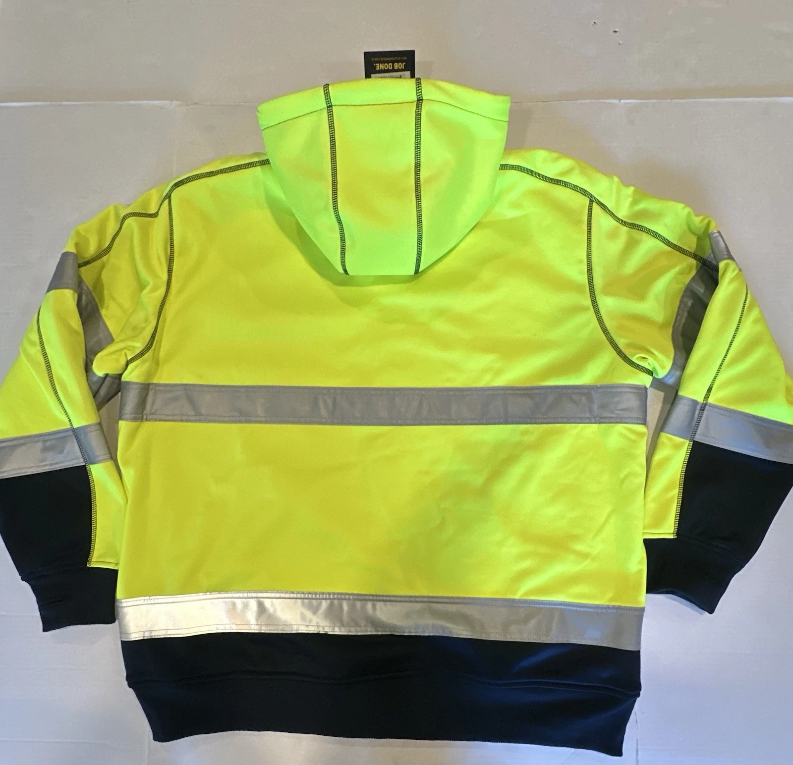 Bisley Workwear Jacket Hooded Zipper ANSI 107 R Class 3 Yellow Navy Reflect 2XL - product detail image 21