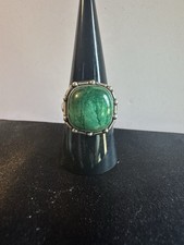 NEW LG Square Malachite Ring Set In 925 Sterling Silver Size 8.5