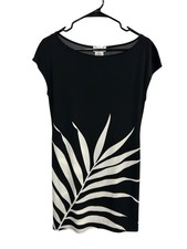 Maggy L Black White Palm Leaf Shift Dress Women's Size 6 Coastal QuietLuxury