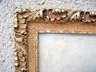 Cadre XIXème en bois doré 40,5 X 51,5 cm Feuil 34 X 45 cm+verre - Photo 1/4