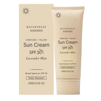 100g Tallow Sunscreen, Sunscreen for Face SPF30 Natural Reef Safe Face Body