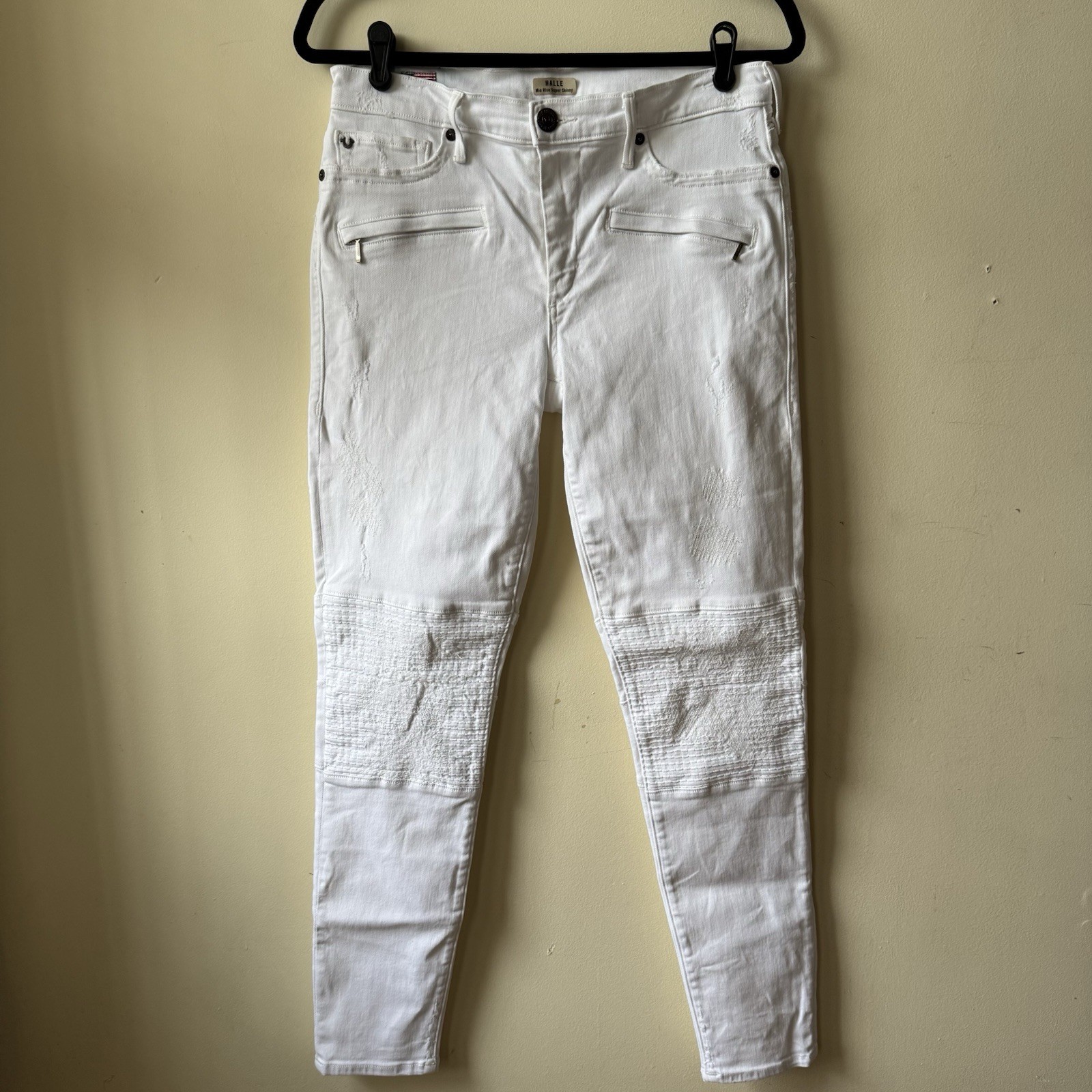 True Religion Women's White Halle Jeans 30 Mid-Rise Skinny Distressed thumbnail 2