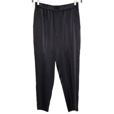 ESCADA High Waist Satin Pull On Trousers Taper Leg Ankle Black Women's 38 US 8
