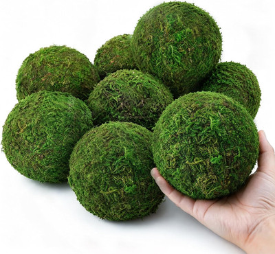 Large Green Moss Balls Decorative(4''-Set of 6), 4 Inch Decorative Moss Ball for