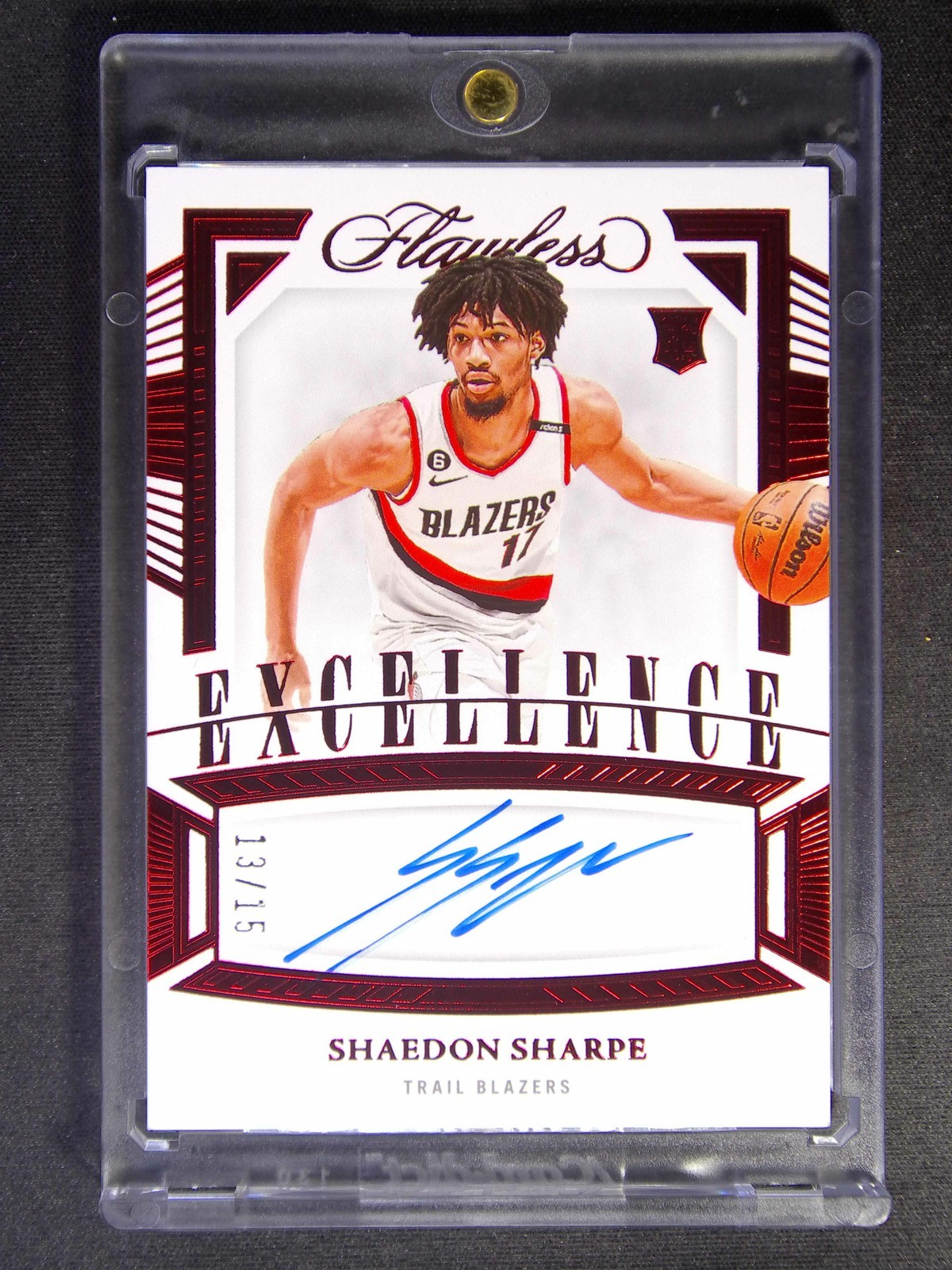 2022-23 Panini Flawless Shaedon Sharpe RC Rookie Excellence Auto Ruby /15