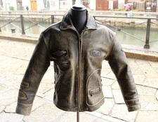 Giacca Pelle Harley Davidson Marrone Vintage Invecchiato Taglia L