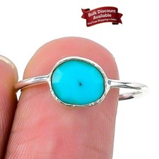 Natural Arizona Turquoise 925 Silver Wedding Birthday Statement Ring Size 9.5