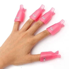 10PC Plastic Acrylic Nail Art Soak off Cap Clip UV Gel Polish Remover Wrap Tool
