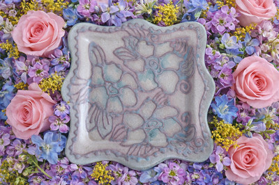RARE Studio Art Ceramic Plate Dish Tray Handmade Jimee Stonefish Pottery 9.75''