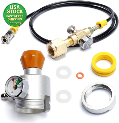 #ad CO2 Refill Adapter Quick Connect Pressure Gauge for Pink Soda Makers 60L $123.99