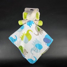 Blankets and Beyond Nunu Elephant Security Blanket Blue Green Plush Lovey NWT