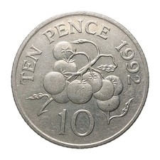 1992 Guernsey 10 Pence Coin – Queen Elizabeth II – Tomato Plant Z2625