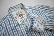 Robert Graham X Dress Shirt Striped Flip Cuff Button Up Mens Size Large