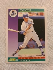 1992 Score Tim Spehr #416 Rookie Kansas City Royals Baseball Card. rookie card picture