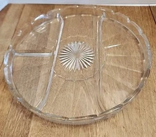 Indiana Glass Clear 10" Round 4 Part Divided Relish Dish