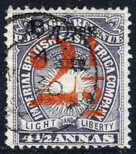BRITISH EAST AFRICA KENYA 1895 Surcharged 2½ on 4½ As Violet SG 48 VFU