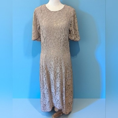 NWT Donna Karan Lace Flutter Sleeve Dress in mauve Sz 8 | eBay