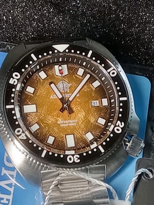 Addiesdive Turtle Captain Willard Quartz SS Orange Texture Diver