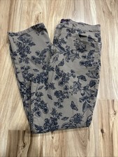 Gloria Vanderbilt Amanda Jeans Size 16 Beige Taupe Floral Stretch Denim