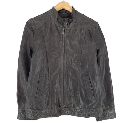 Vintage Meilenstein Bikerjacke Damen Leder Grau BC2 Größe 40 - Bild 1 von 4