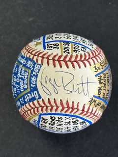 George Brett HOF Signed OML VCBC Super Stats Baseball Hand Painted AUTO JSA COA