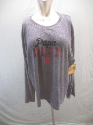 NWT Lets Get Cozy Papa Bear Size L Mens Gray Stretch Comfy Pajama Pull Over 084