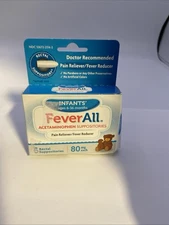 FeverAll Infants' Acetaminophen Rectal Suppositories 80mg Exp 03/2027