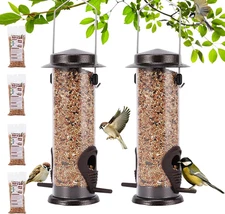 Bird Feeders with 4 Packs Birds Food Outdoors Hanging，Wild Bird Feeder with Hang
