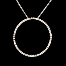 Sterling Silver Circle Pendant with Diamonds and Necklace NC .50 CT TW Diamonds