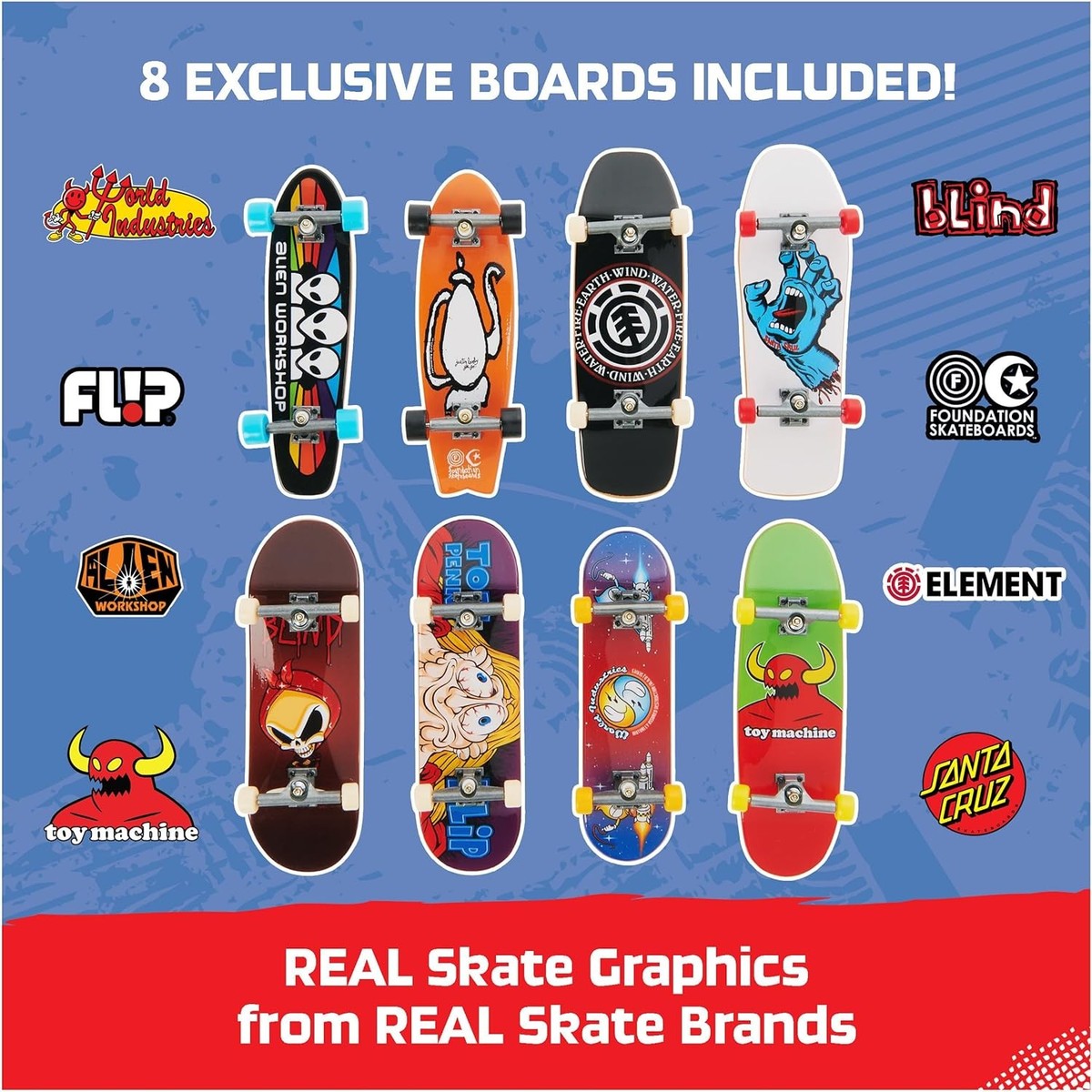 Tech Deck, 25th Anniversary 8-Pack Fingerboards with Exclusive