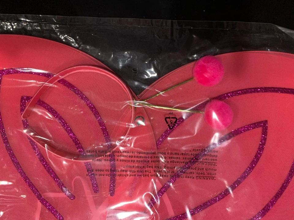 Conjunto de diadema y antena alas mariposa con cable rosa alas mariposa disfraz Foto 3 de 4