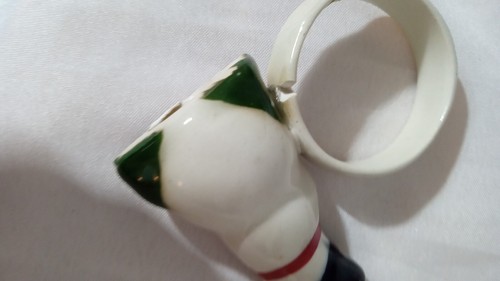 Vintage 4 Christmas Snowmen Ceramic 3.5” Napkin Rings Set Holiday Winter (Read) - Picture 6 of 6