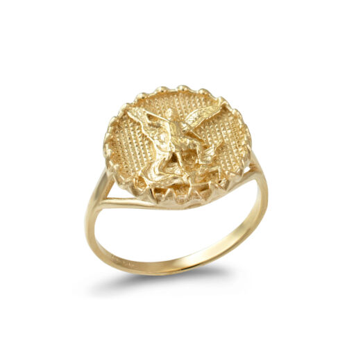 Gold Saint Michael Guardian Angel Women's Ring - Picture 2 of 18