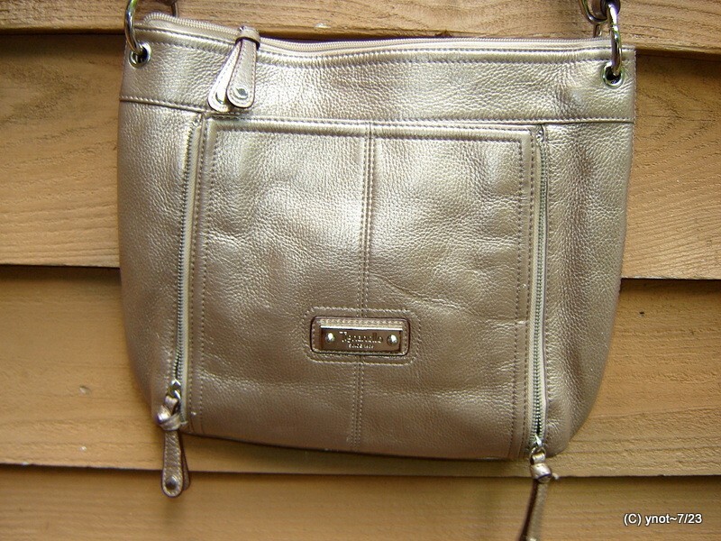 genuine gold dimple leather Tignanello handbag/purse shoulderbag w/organizer View 2