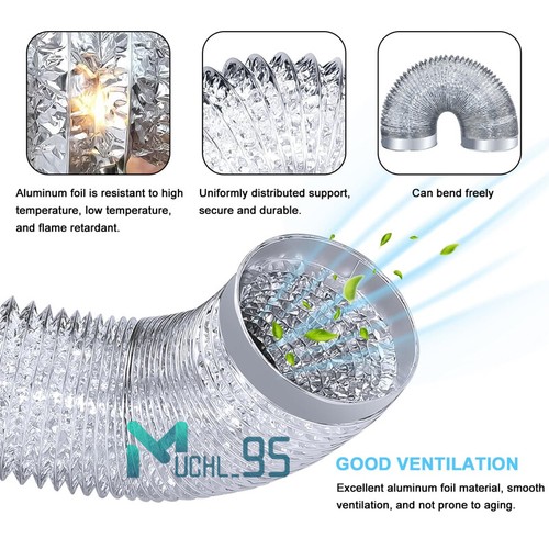 2/4PCS 4" Flexible 8 Ft Aluminum Ducting Dryer Vent Hose Non-Insulated Air Pipe - Picture 2 of 25