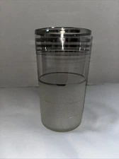 Vintage Barware Frost Bottom Glass Silver Bands Drinking Glass West Virginia