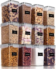 Airtight Food Storage Containers 12 Pieces 1.5Qt / 1.6L- Plastic BPA Free Kitche
