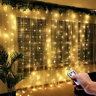 3Mx3M LED Vorhang Lichterkette In/Outdoor Controller Fenster Hochzeit Deko
