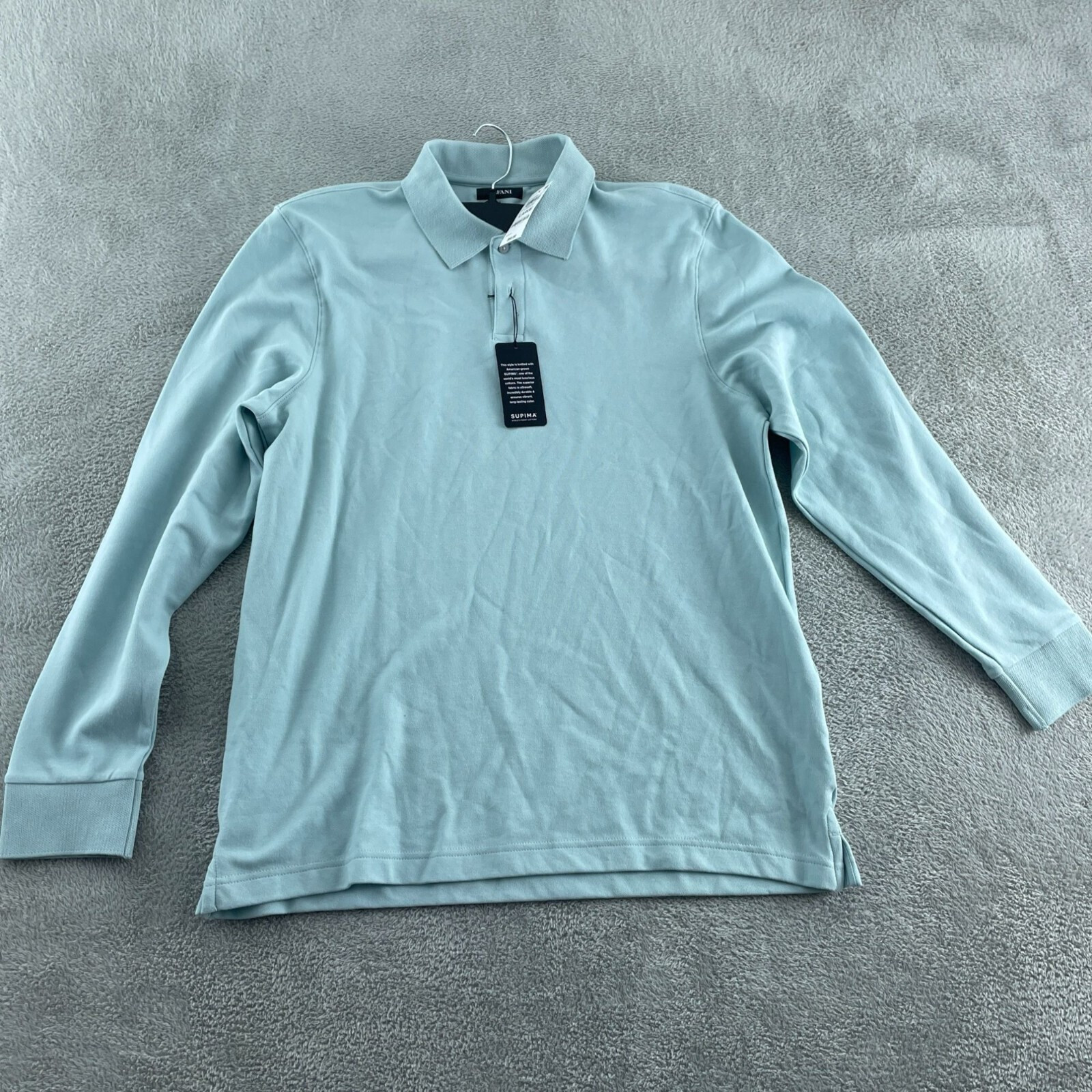 Мужская футболка-поло Alfani Supima Polo с длинным рукавом небесно-голубая 3XL 7190₽