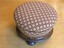 early antique round exotic wood needlepoint upholstery hand made foot stool 1of2
