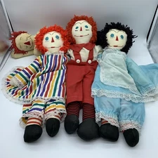 Vintage Handmade Raggedy Ann Andy Doll Lot of 4 Unique 21” Dolls