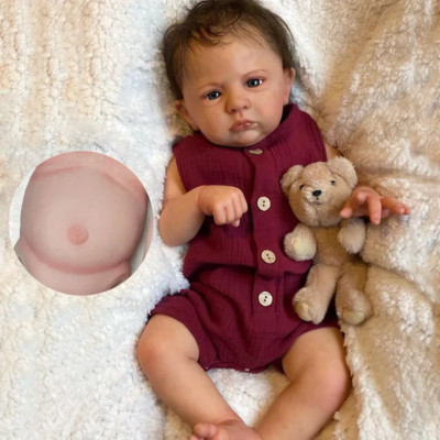 Reborn Baby Puppe Mädchen/Junge Cameron mit Wurzelhaar 18 Zoll Ganzkörper Vinyl Bebe